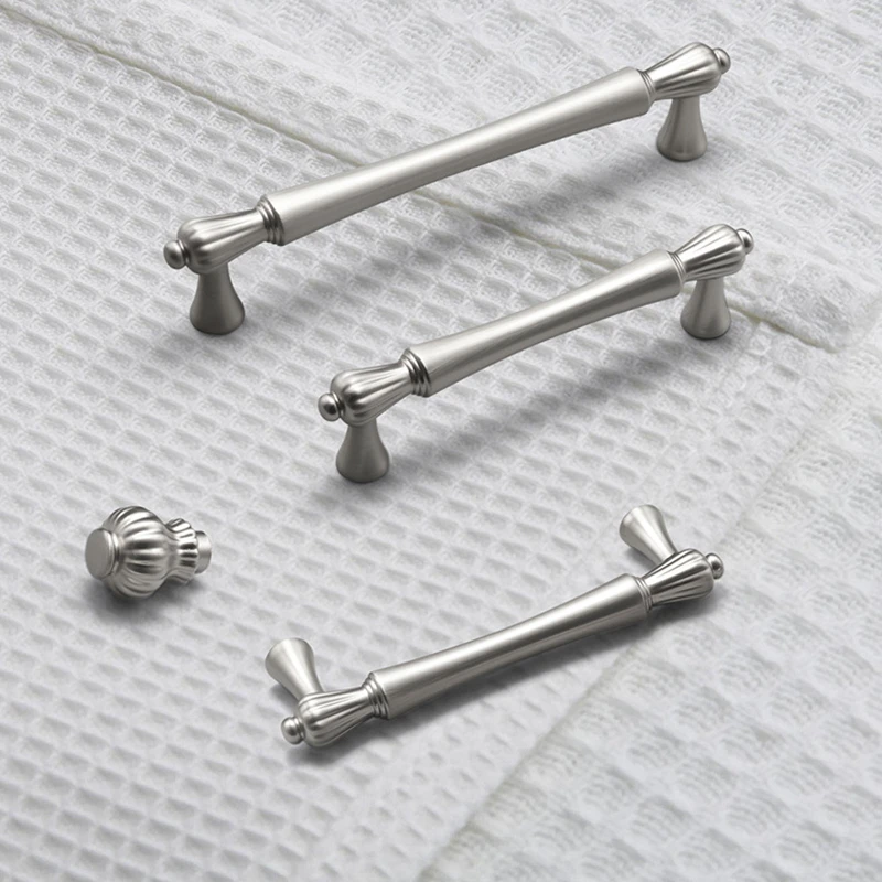 American Cabinet Door Handles Matte Silver Modern Furniture Handle and Knob Drawer Pulls Wardrobe Handle Kitchen Cabinet Handles