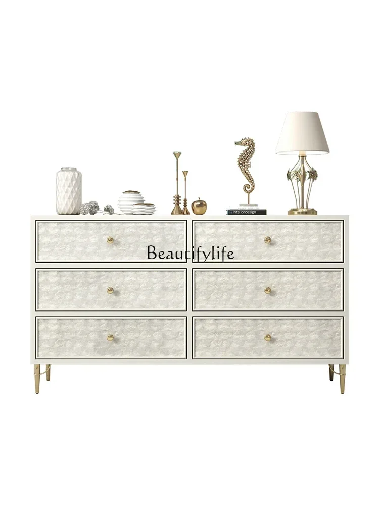 

23Light Luxury Solid Wood Simplicity Modern American Decoration Tailstock Chest of Drawers Shell Drawer Storage Entrance CabinL