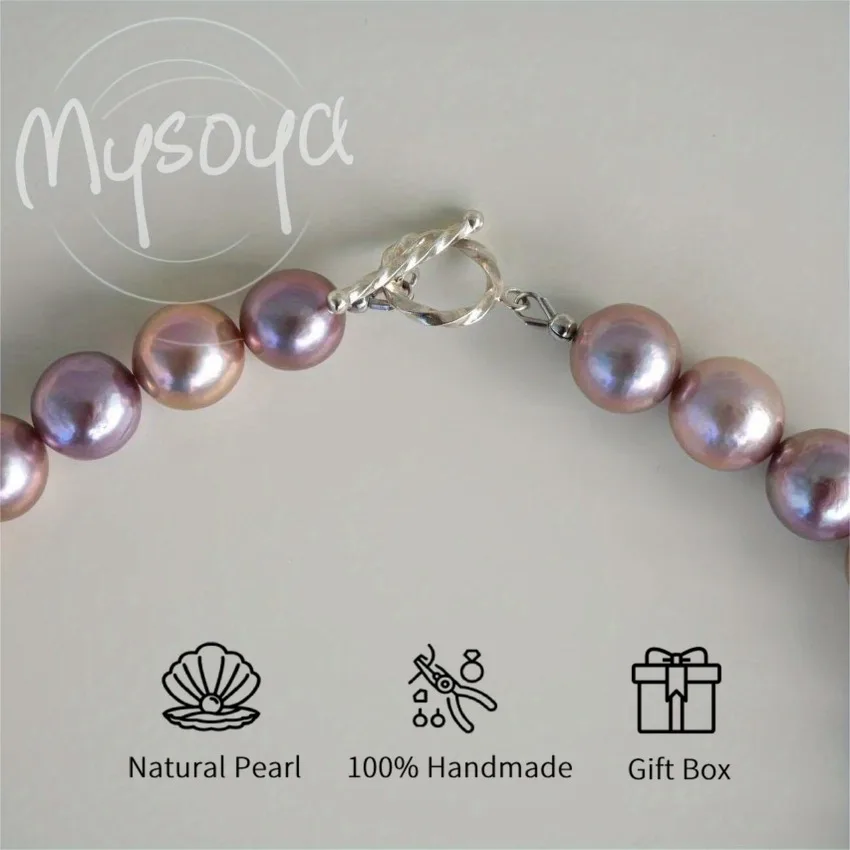 

MYSOYA 11-15mm Wrinkle Surface Baroque Pearl Necklace With Gift Box Perfect Gift For Wedding Birthday Christmas New Year