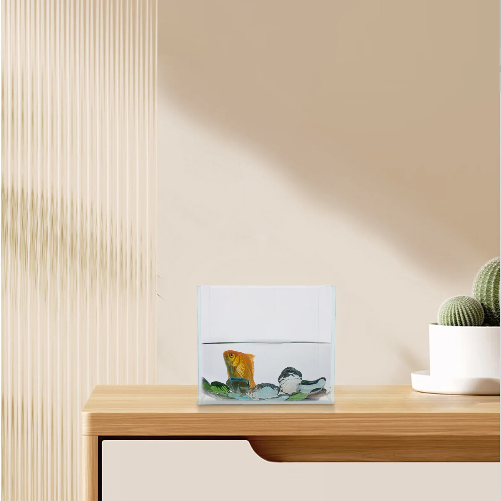 

Desktop Mini Betta Fish Tank Clear Glass Aquarium Space-Saving Design for Office Home Transparent Small Fish Bowl Desktop