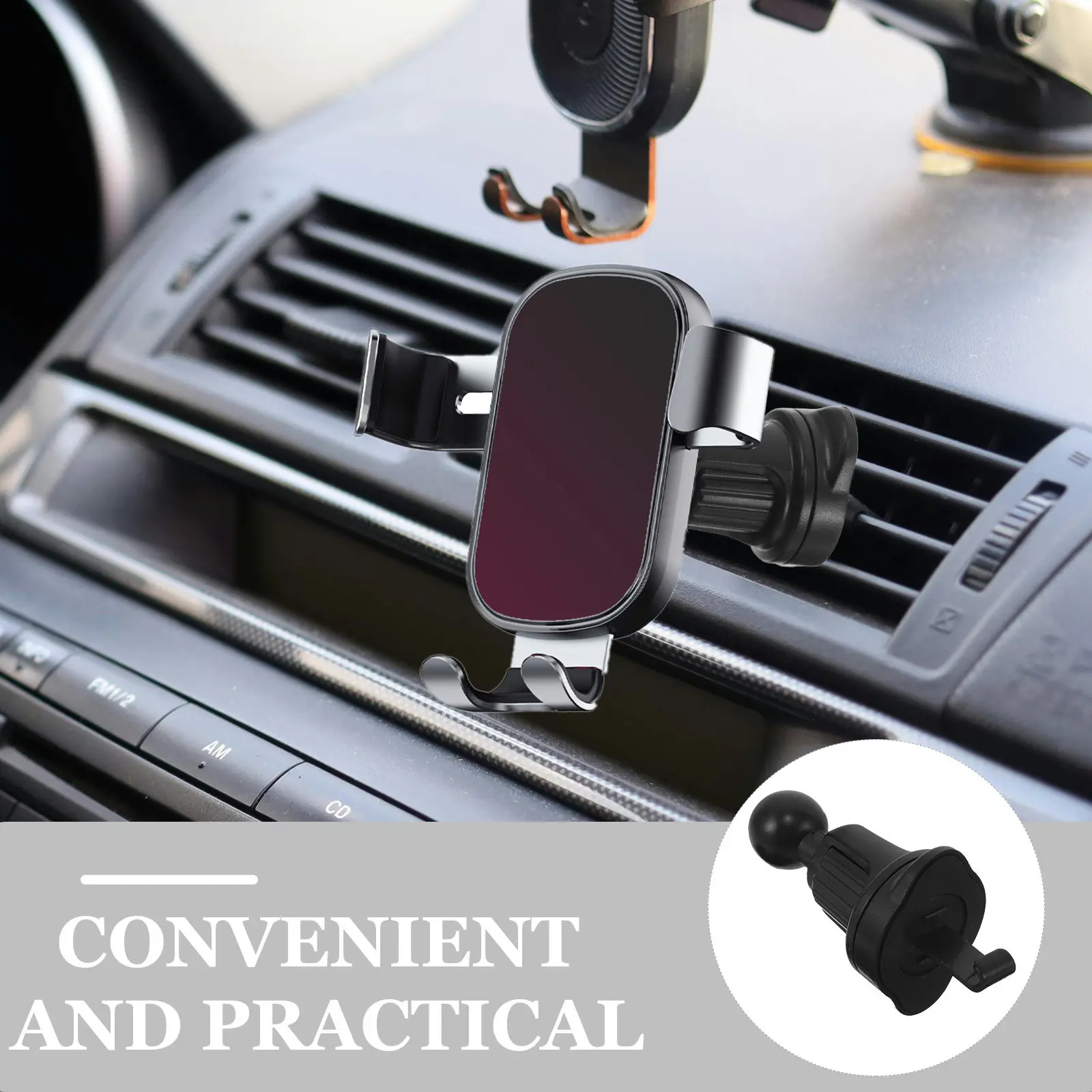 Car Phone Air Vent Holder Base with Universal Ball Head Interface Sturdy Vent Clip Mount for Secure Handsfree Navigation Calls