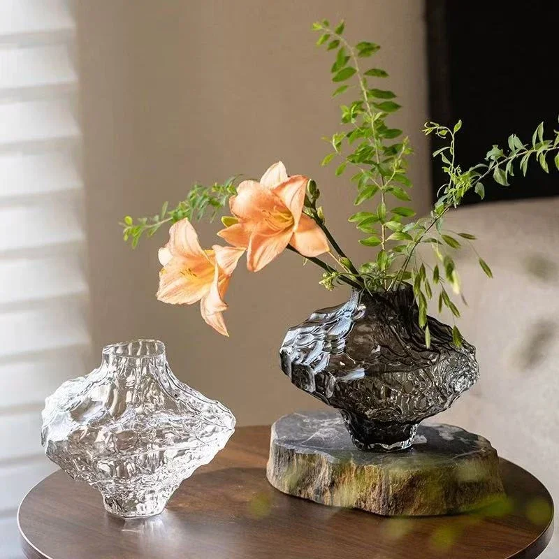 Luxury Nordic Minimalist Flower Vase Frosting Glass Plant Pot Flower Stand Wedding Vase Planter Living Room Decoration Gift