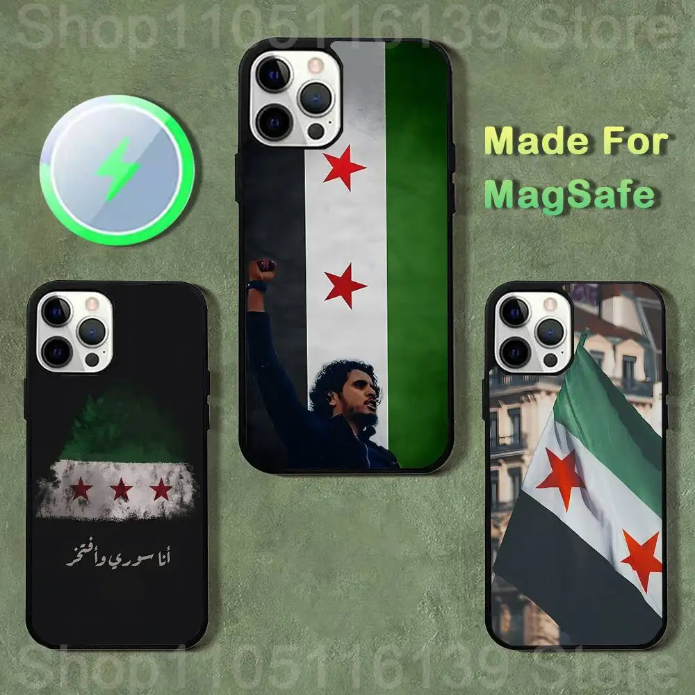 

Крутой чехол с флагом Сирии S-Syrian для iPhone 17,16,15,14,13,12,11, Pro, Max, Plus, Mini, SE4, E с магнитной беспроводной зарядкой Magsafe