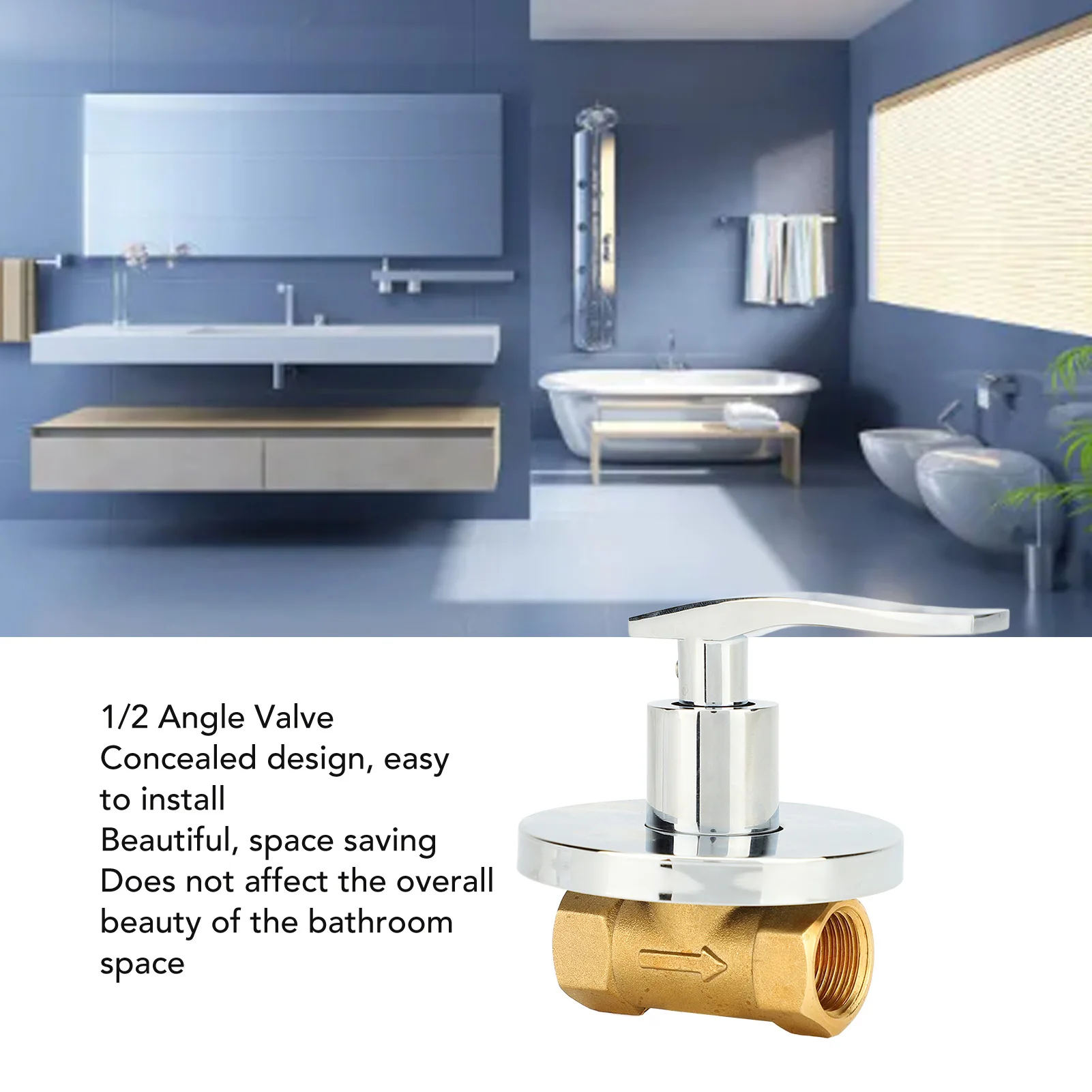 1/2 Angle Valve Copper Leakage Proof Concealed Installation Water Stop Valve for Kitchen Bathroom Angle Stop Valve Angle Valve