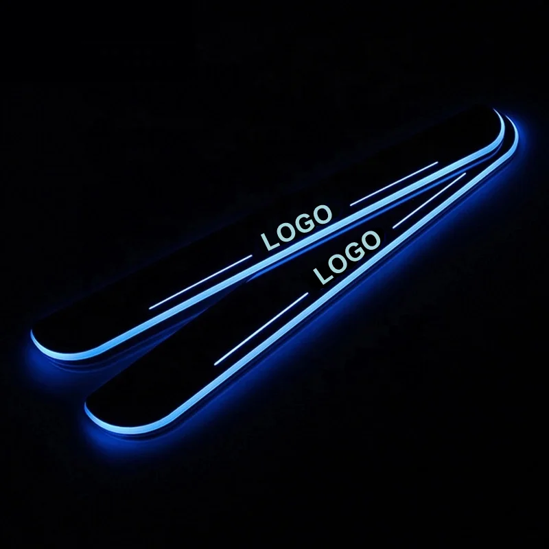 

Custom USB Car Logo LED Colorful Welcome Pedal Light Car Acrylic Moving LED Welcome Door Sill Plate Pedal for All Car