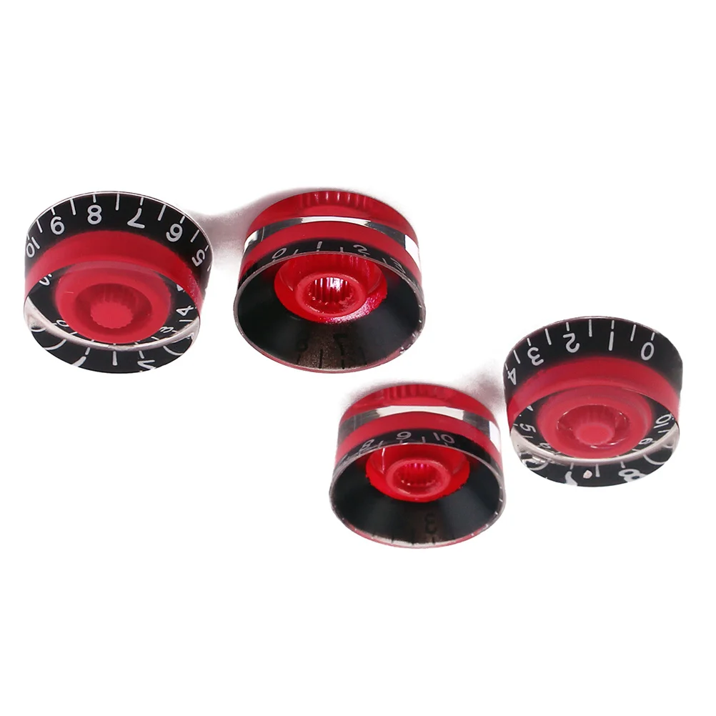 4 قطعة مقابض مستديرة كبيرة تأثير البلاستيك دواسة التحكم مكبر للصوت المقابض ل الغيتار الكهربائي باس أمبير استبدال أسود أبيض