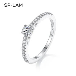 Real 925 Sterling Silver Small Moissnaite Ring For Women Simple Sparkling Round 0.3CT Certificated Lab Diamond Finger Rings