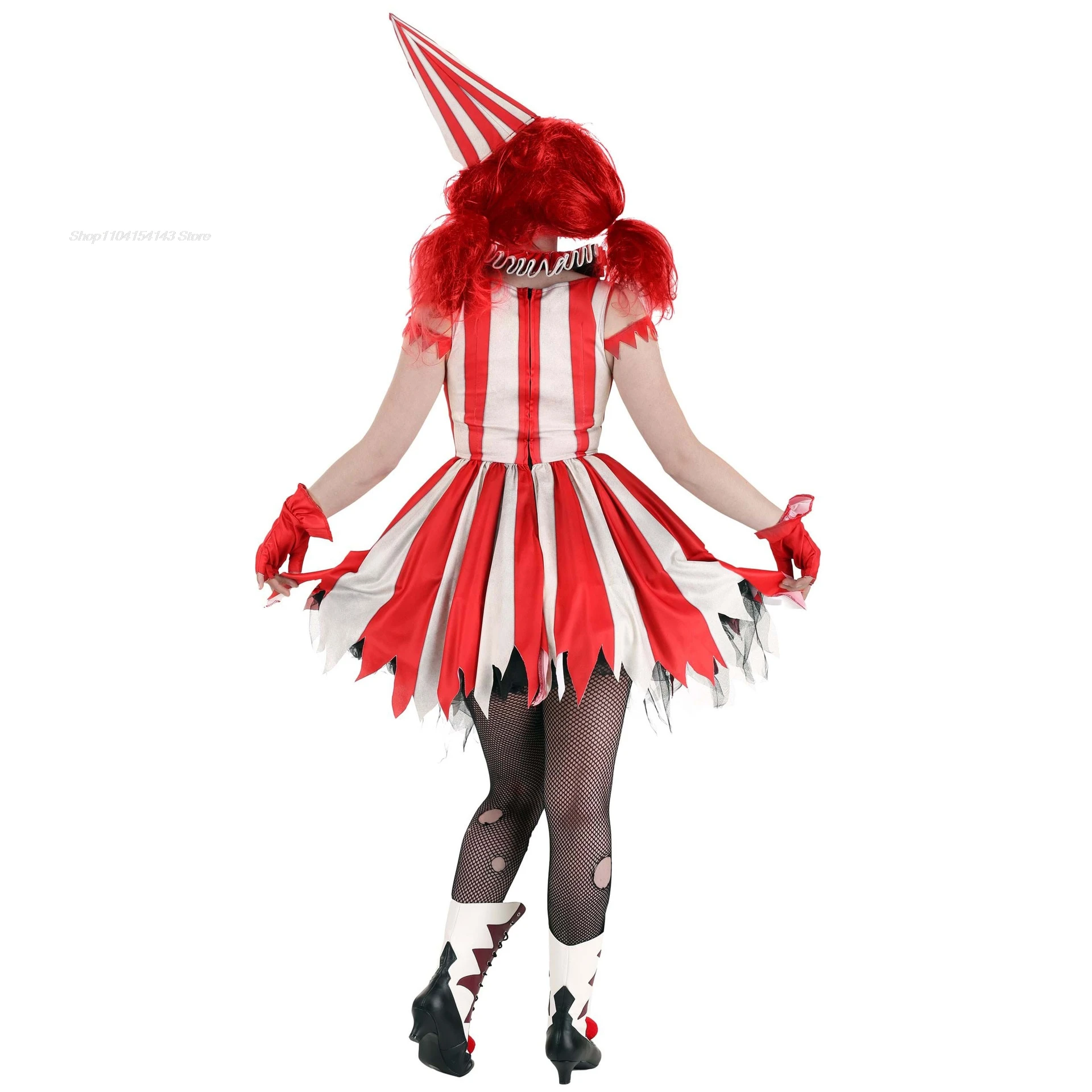 Disfraces de payaso, vestido para mujer, Cosplay, mujer adulta, fiesta de carnaval, trajes aterradores, vestidos, ropa de payaso de Halloween