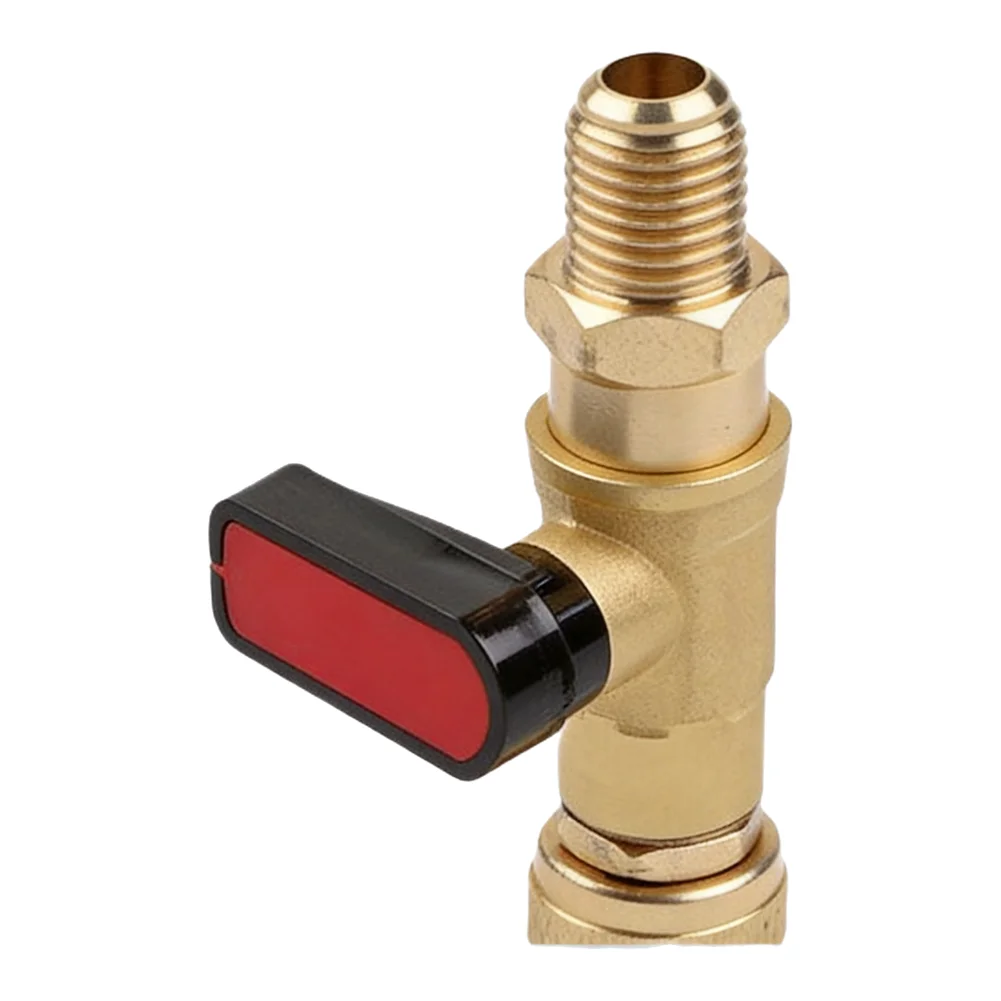 HVAC Service Adapter 1 4 SAE Adapter Built-in Shut-off Ball Valve Red Charging And Vacuuming For R410A For R32