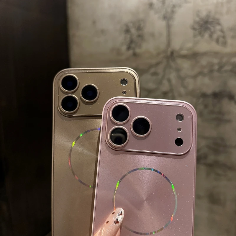 Magnetische glitzernde Aurora-glänzende Handyhülle für Magsafe iPhone 17, Air 16, 15 PM 14, 13, 12, 11 Pro Max, vollständiger Linsenschutz, Rückseite – Detail 3