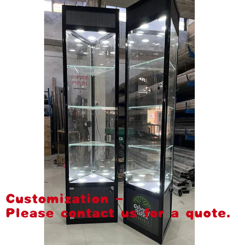 

Customize.Factory Direct Tempered Glass Corner Display Cabinet with Lighting Multi-application Aluminum Frame Showcases Glass Di