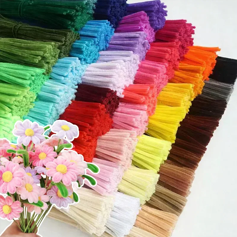 Pipe Cleaners for Flowers Crafts Chenille Stem DIY Creative Gift Toys Chenille Wire Sticks Kids Handmade Material Plush Strips