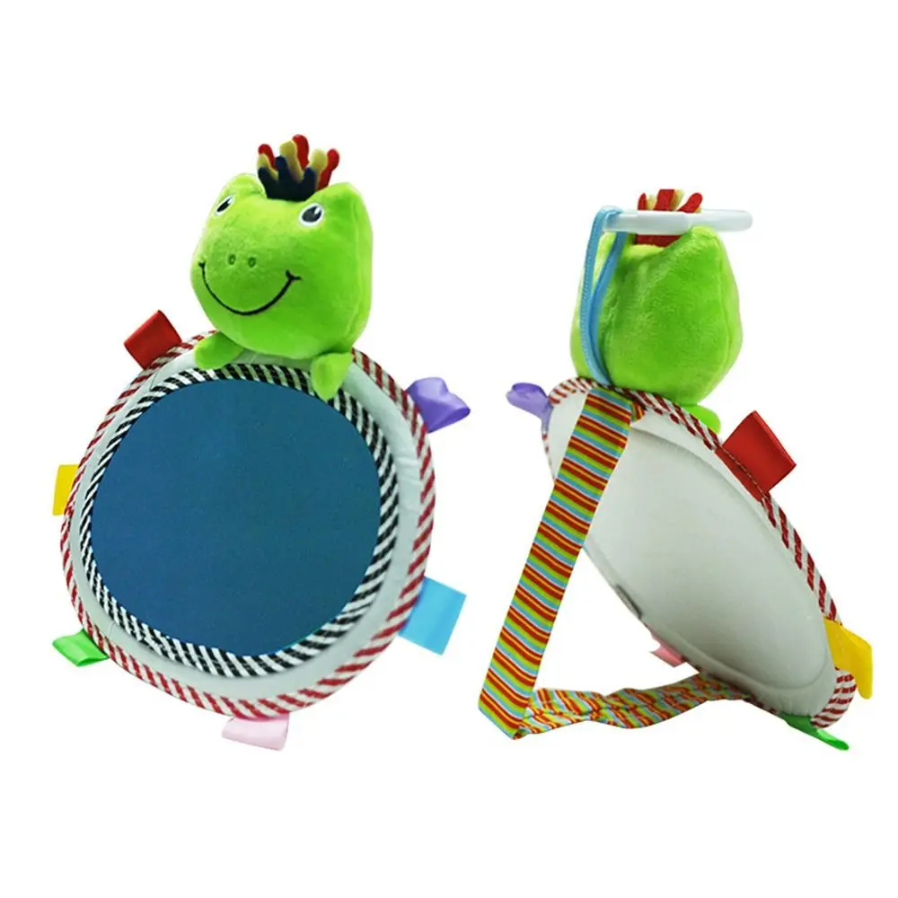 Lusterko wsteczne do samochodu dla niemowląt z motywem zwierząt z kreskówek, dźwiękowe, z kolorowymi etykietami, regulowane, z haczykami.