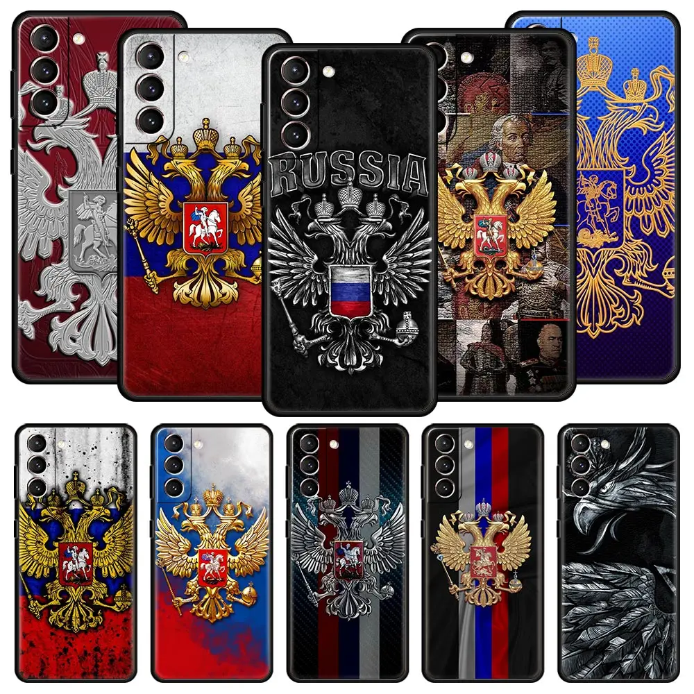 Russia Russian Flags Emblem Phone Case For Samsung Galaxy S23 S24 S22 S21 S20 FE Ultra 5G S10 S10E S9 S8 Plus Silicone Cover