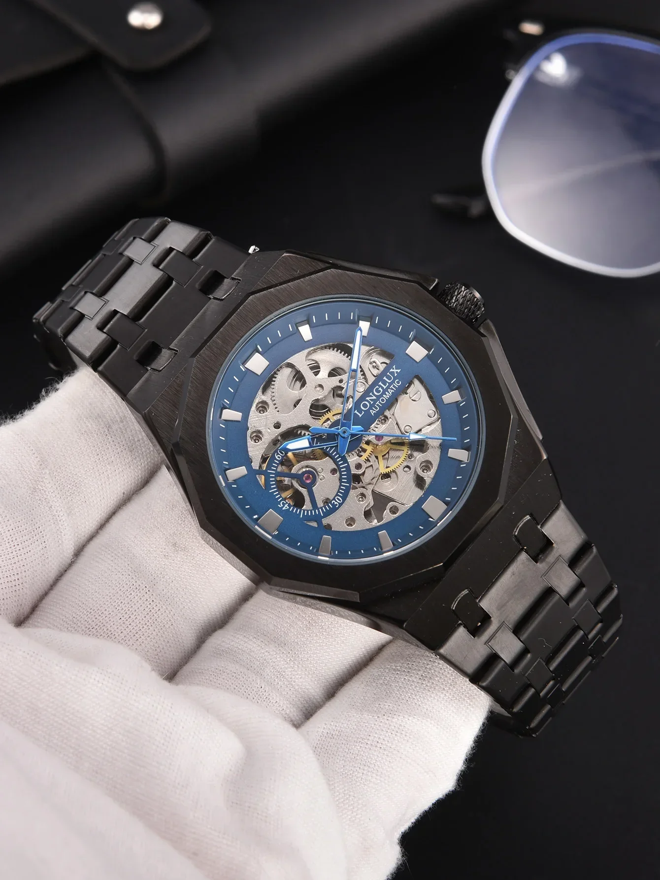 Men Automatic Watch Business Simple Mechanical Watches Waterproof Skeleton Fashion Stainless Steel Man Watch Boyfriend's Gift