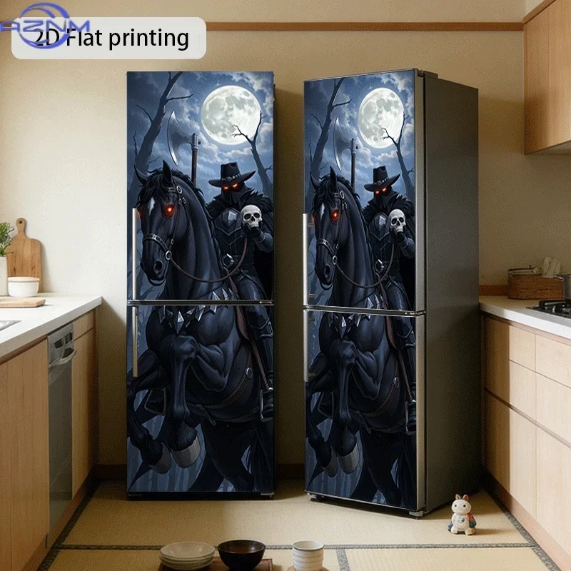 1pc of Refrigerator Sticker with a Theme Design of a Skeleton Knight Under The Moonlight. Self-Adhesive Wall Decoration Wallpa
