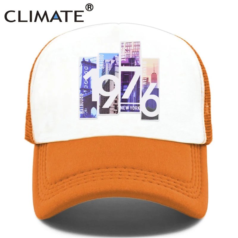 CLIMATE New York 1976 Trucker Cap Hat New York City Street Style Mesh Cap Brooklyn Cool Hip Hop Cap Hat for Men Women Youth