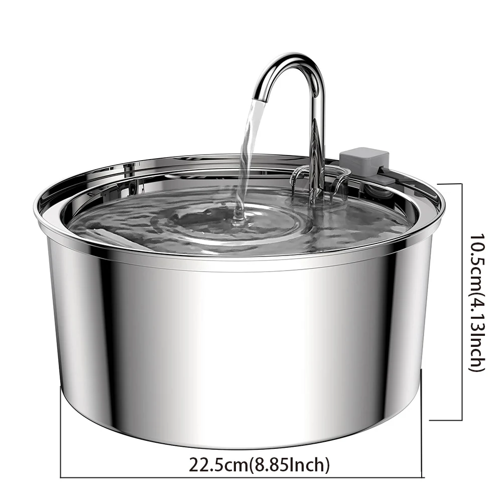 3.2L Large Capacity Stainless Steel Cat Dog Pet Drink Fountain 5V USB Silent Water Pump Dispenser USB Fountain Water Bowl