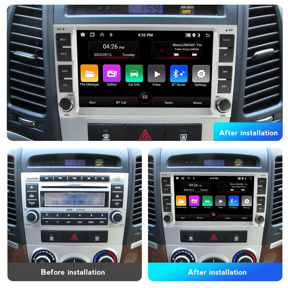 Navifly Android 4 Core 64GB Car FM Radio Multimedia Player For Hyundai Santa Fe 2006-2012 Wireless Carplay Auto RDS WIFI BT GPS