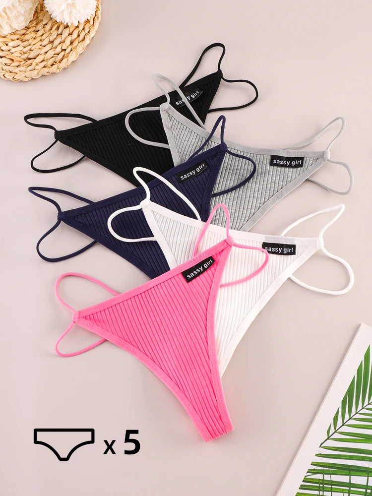 

ALDOLA 5PCS/Set Sexy Thongs Seamless Cotton Panties Breathable Soft Briefs Low Waist Fashion Sports Underwear