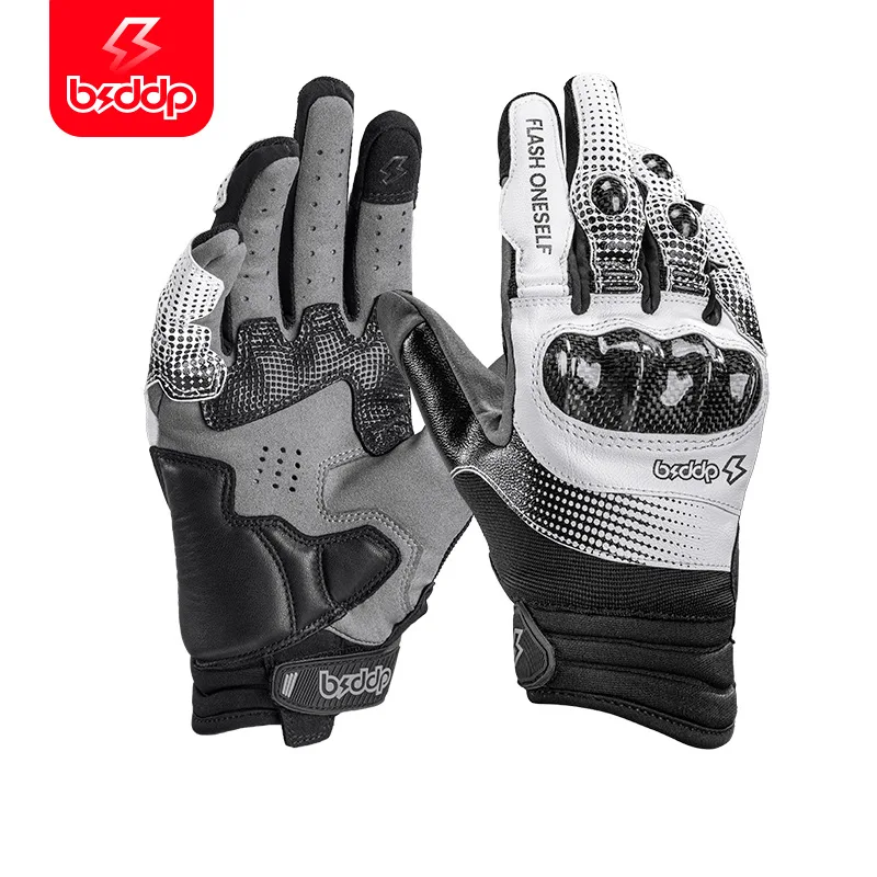 

Мотоциклетные мужские и женские перчатки из овчины из углеродного волокна, кожаные дышащие перчатки с защитой от падения, локомотив, сенсорный экран