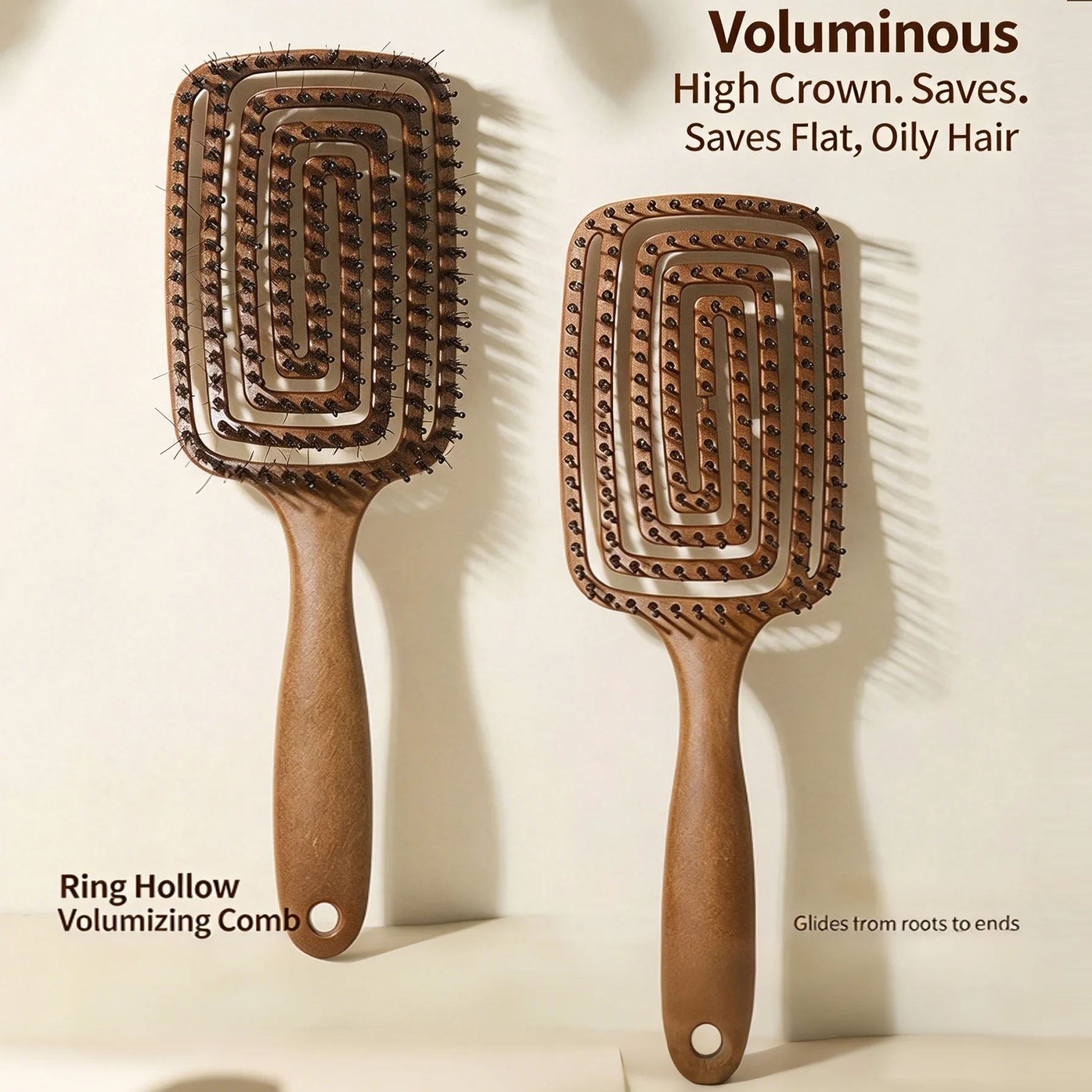 Scalp Massage Comb Bristle Hair Brush Hollow Curved Vented Detangler Brush for Women Add Volume Portable Anti Tangle Styling