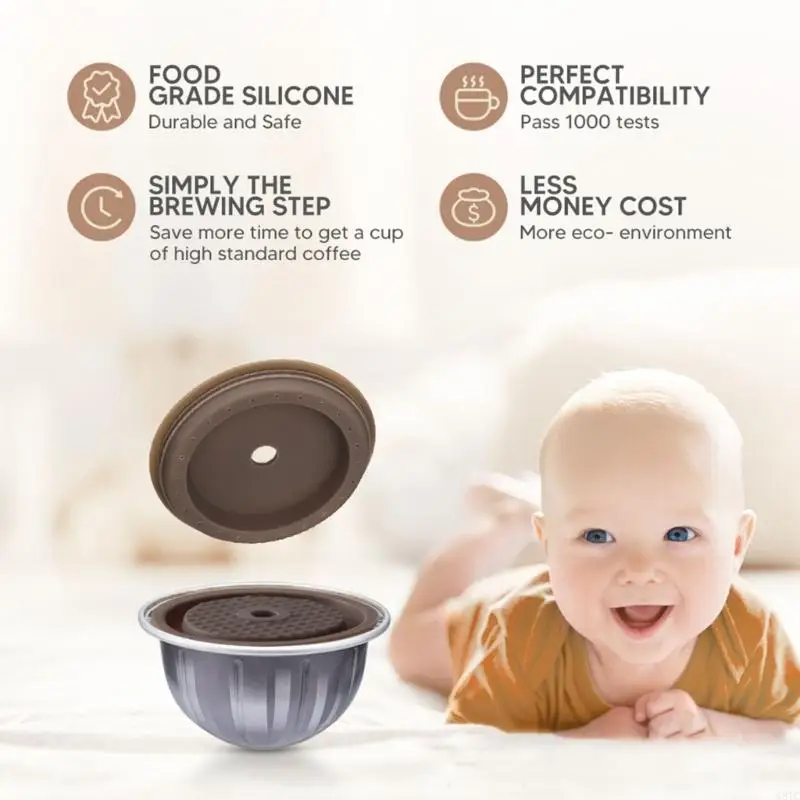 G8TC 4PCS 재사용 가능한 실리콘 캡 커피 캡슐 커피 머신 용 뚜껑 교체 캡슐 액세서리