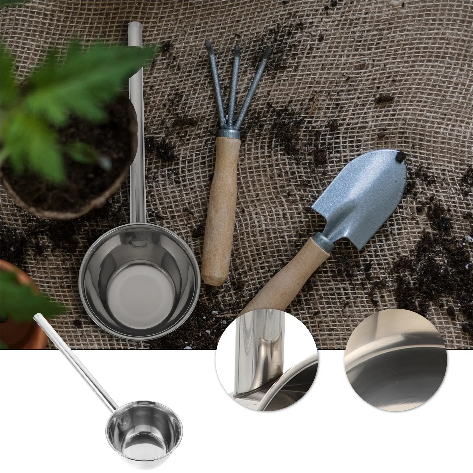 1Pcs Reliable Stainless Steel Long Handle Water Bailer Deep Scoop for Use Garden Watering Smooth Easy Clean Wear