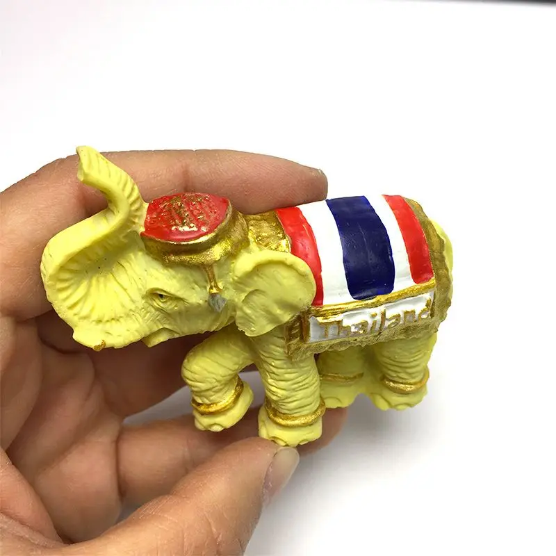 Thai elephant-themed hand-painted realistic magnetic refrigerator magnets, a unique cultural souvenir and exquisite decoration