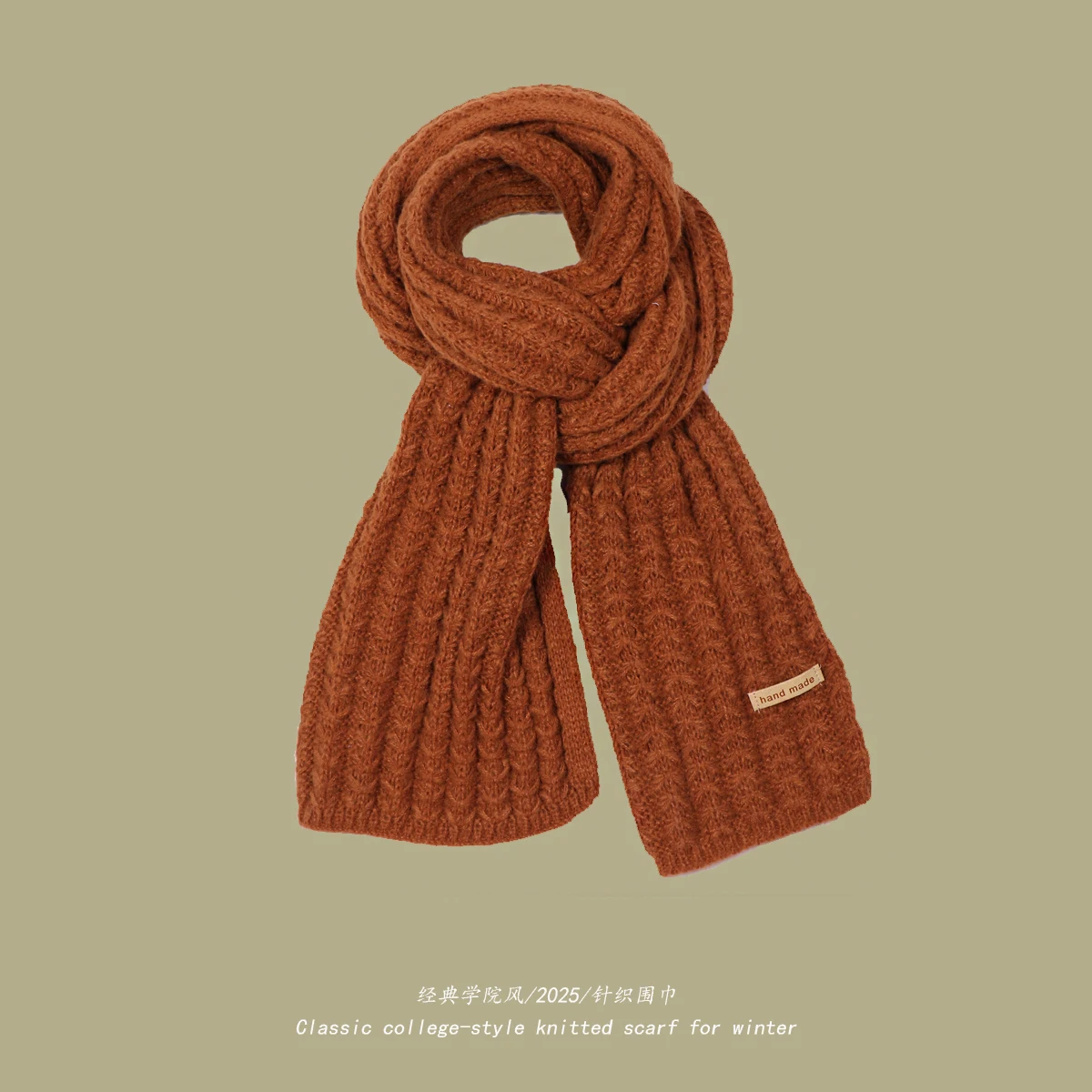 Thick Warm Knitted Scarf for Winter, Cashmere Neckerchief