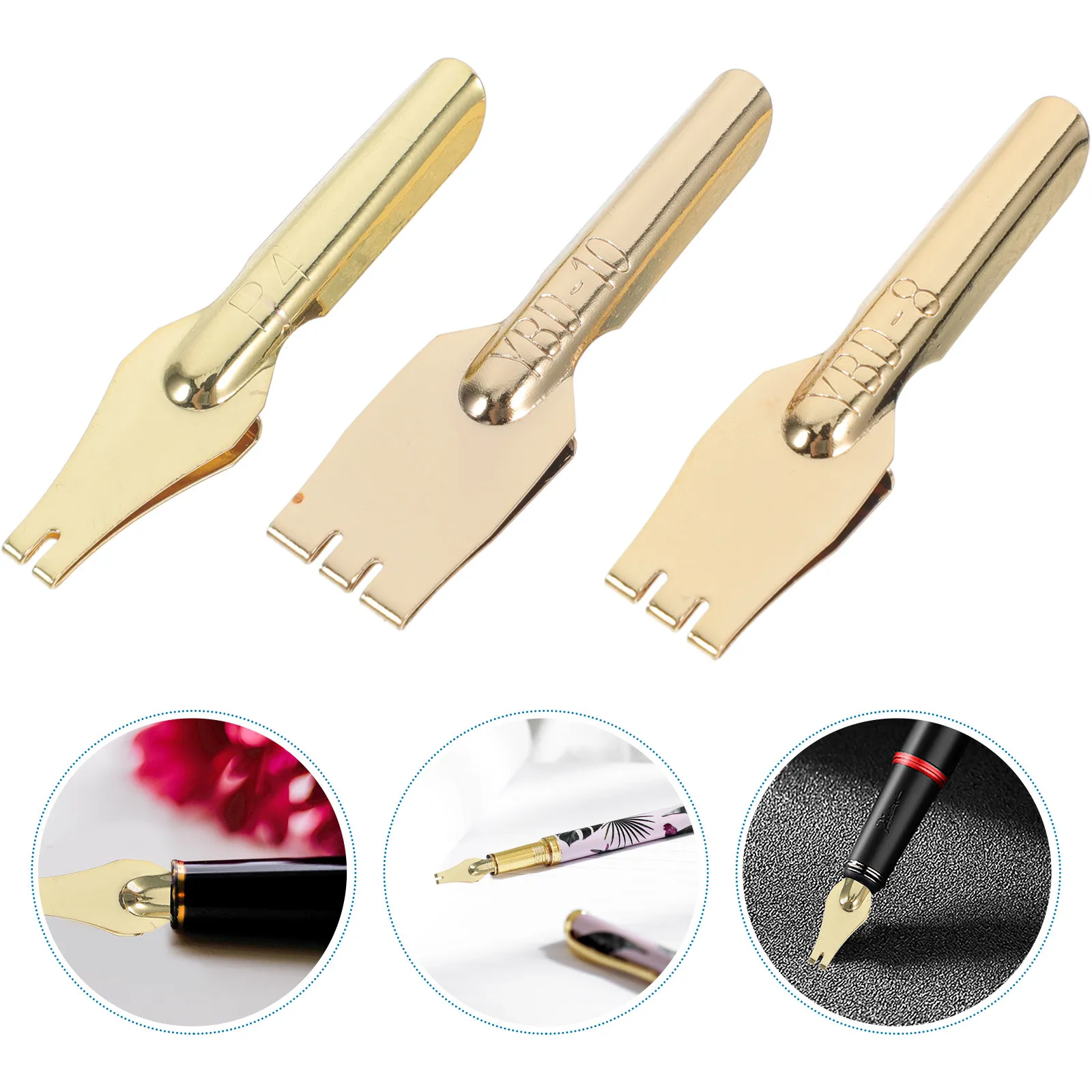 

3Pcs Tibetan Script Fountain Pen Nibs Set Thickened Copper Calligraphy Nibs for Lettering Practicing Students Artists Beginners