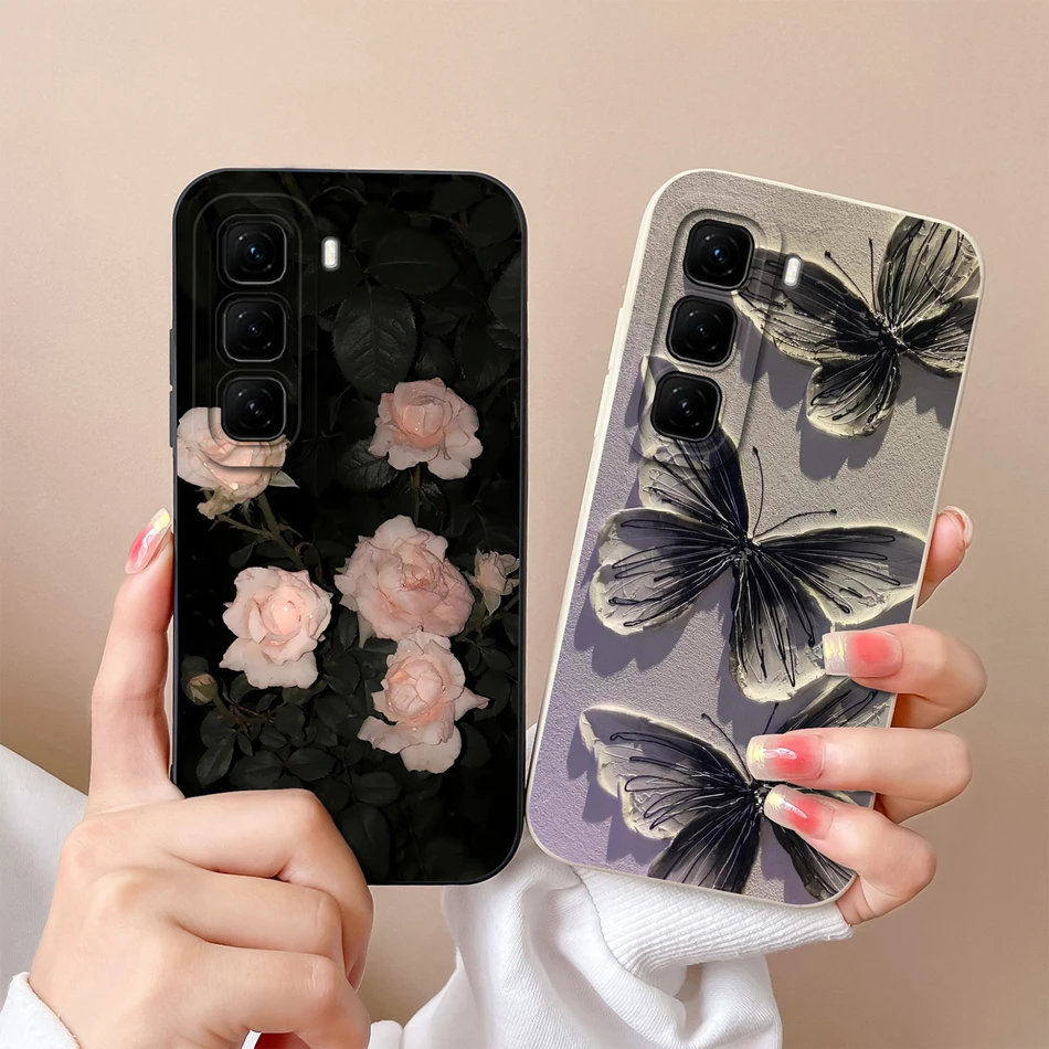 For infinix Hot 50 Pro Plus 50i Phone Case Lovely Cat Bumper For infinix Hot50 4G 5G Soft Liquid Silicone Anti Drop Back Cover