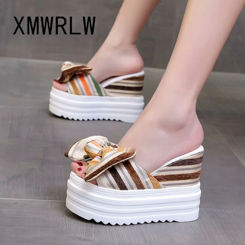 

XMWRLW Women's Platform Slippers 2023 Summer Fashion High Heels Female Slippers Rubber Sole Women Wedges Shoes Platform Slipper