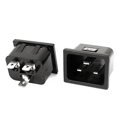 2PCS SS-3A-1 AC 250V 16A 3 Pin Panel Mount IEC320 C20 Male Plug Power Socket Adapter