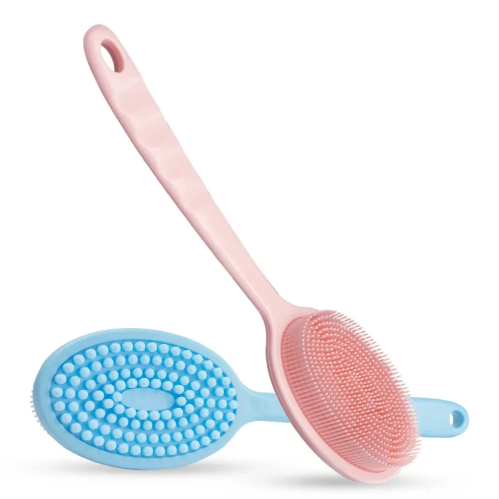 Double-Sided Silicone Back Scrubber Long Handle Body Bath Brush Mud Back Scrubber Shower Massage Exfoliation Brush Body Wash