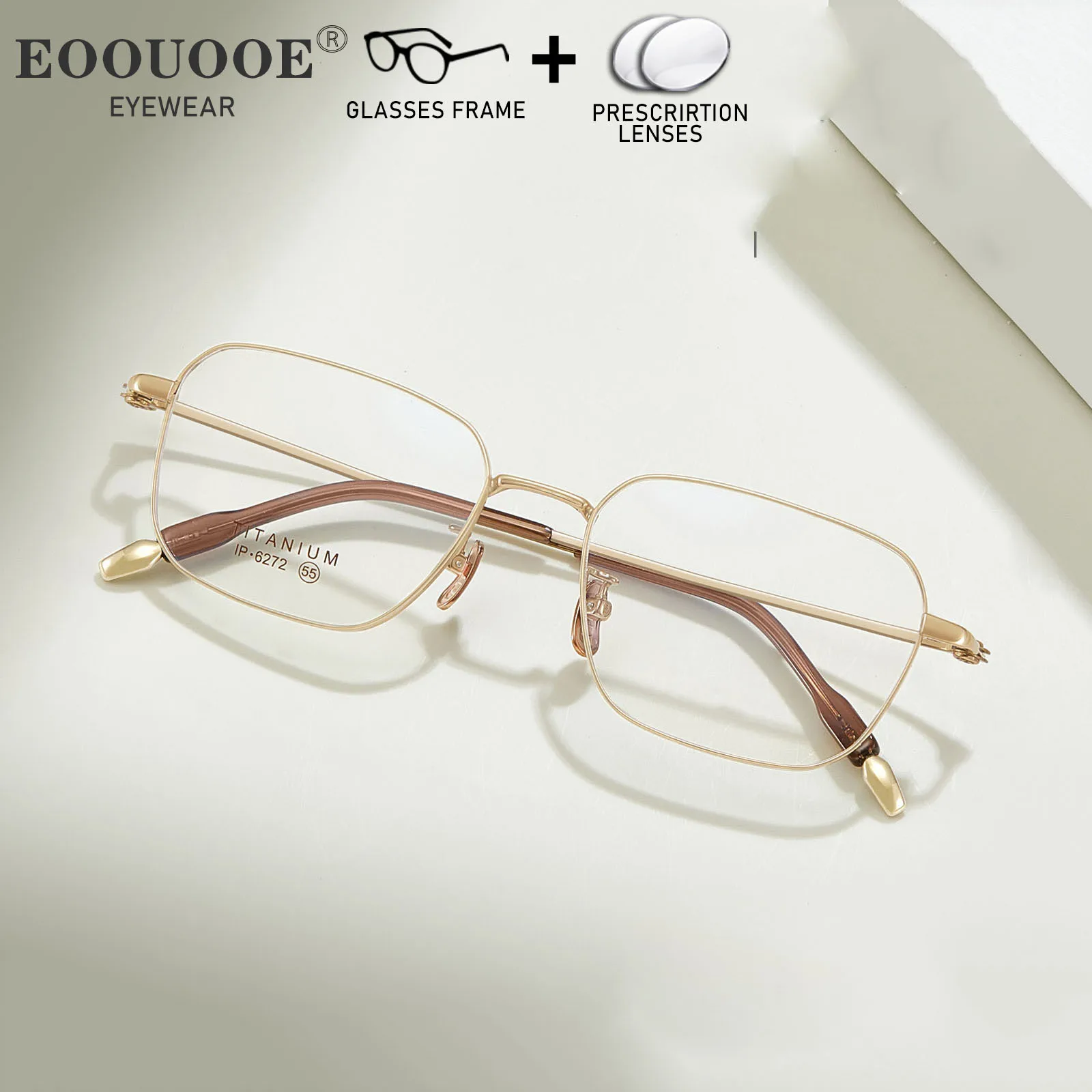 

Square Pure Titanium Prescription Glasses Myopia Hyperopia Lenses Progressive Men Office Optical Eyeglasses Scratch Resistant