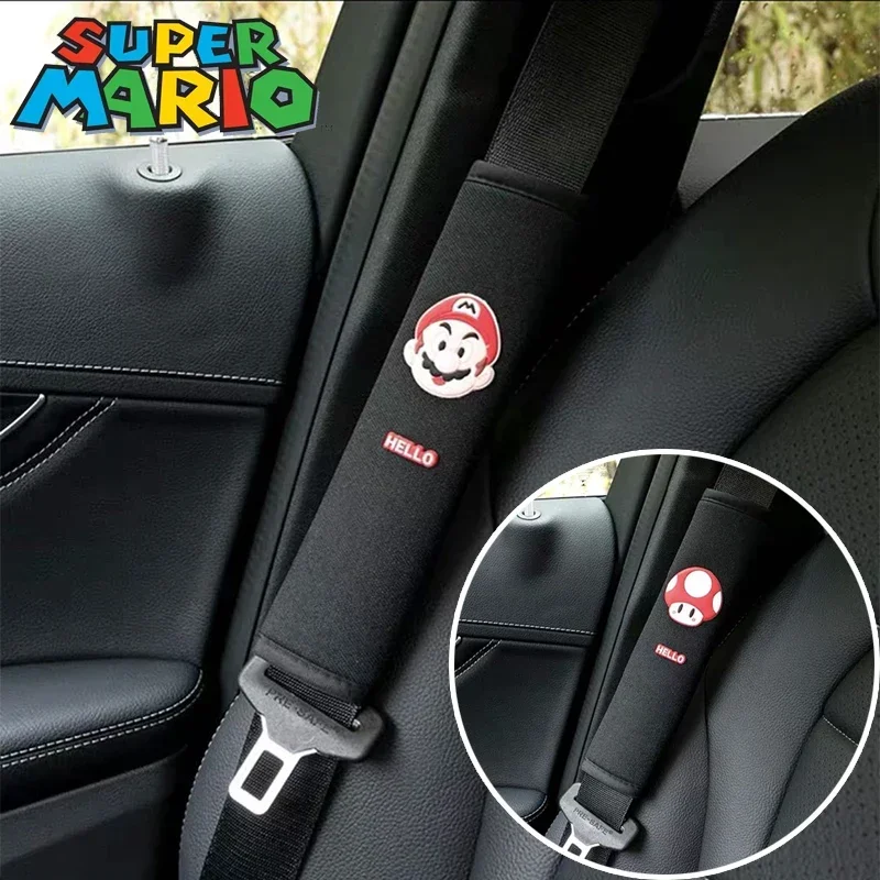 Super Mario Bros Car Seat Belt Cover Anime Car Accessories Seat Belt Shoulder Cover Cute Seat Belt Protective Case Car Interior