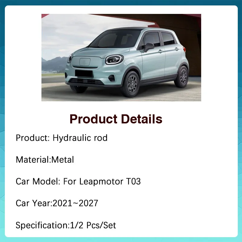 Car Tailgate Gas Lift For Leapmotor T03 2021~ 2027 Telescopic Rod Trunk Supporter Strut Hydraulic Rod Spring Bar Car Accessories