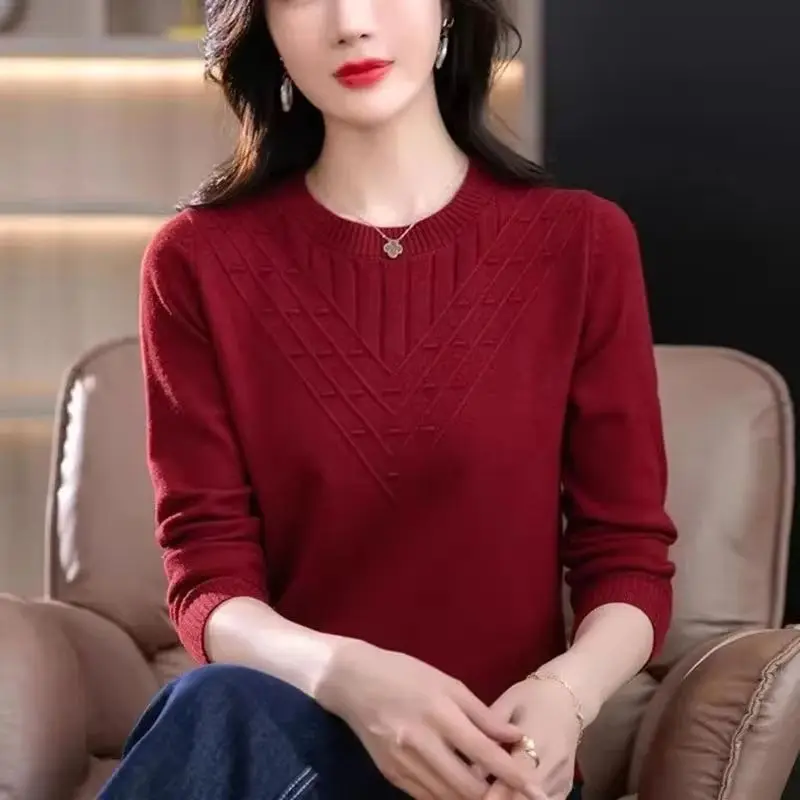 

Women Pullovers Sweater Autumn Winter New Mother's High Quality Knitted Solid Soft Bottoming Shirts Lady Jumpers Sweaters Female