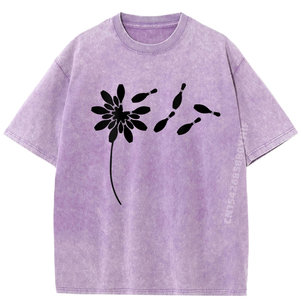 

Женская футболка с принтом одуванчика, булавка для боулинга для боулинга, футболки с рисунком для боулинга, уличная стираная рубашка