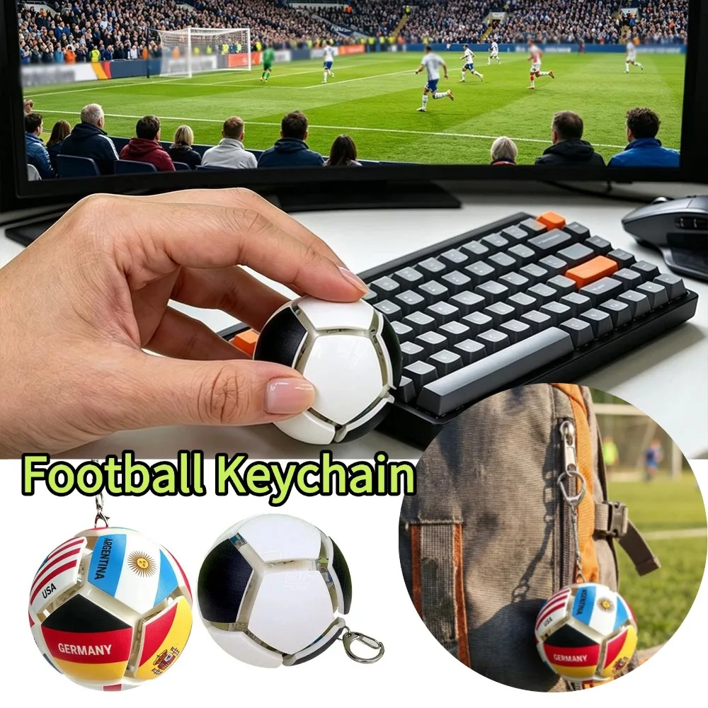 Soccer Football Keychain World National Flags Pendant Creative Press Fidget Toy Stress Relief Ball Bag Ornaments Fan Gift
