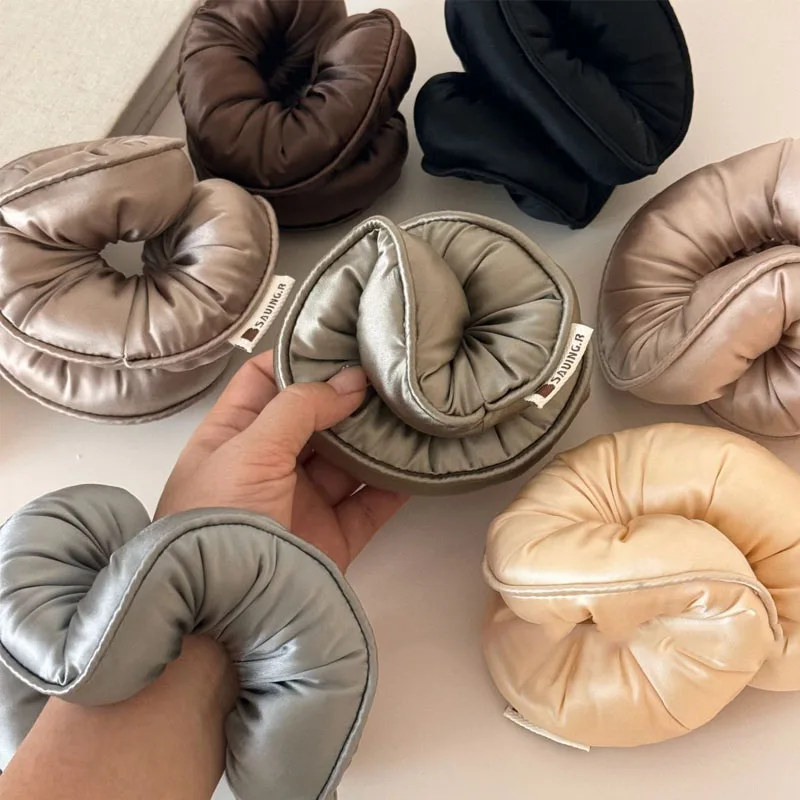 

Satin Filled Cotton Hair Scrunchies Soft Large Sleeping Ponytail Holder for Women Girls Elastic Solid Colors Hair Accessories