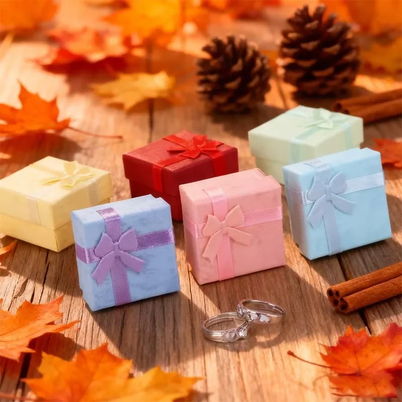 6/12 قطعة صندوق تخزين خاتم متعدد الألوان مجوهرات صغيرة تغليف خاتم عيد الميلاد السنة الجديدة هدية عيد ميلاد صندوق خاتم متعدد الألوان #4