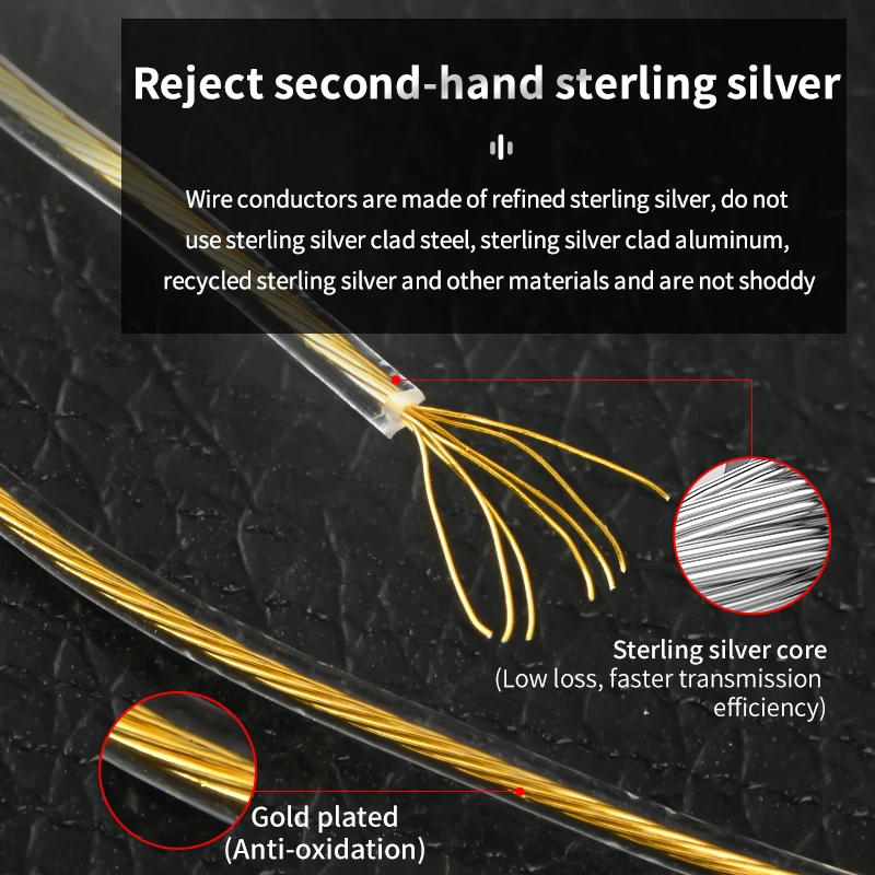 hifi sterling silver gold-plated machine inner line diy audio cable USB decoding cable type c cable grounding wire