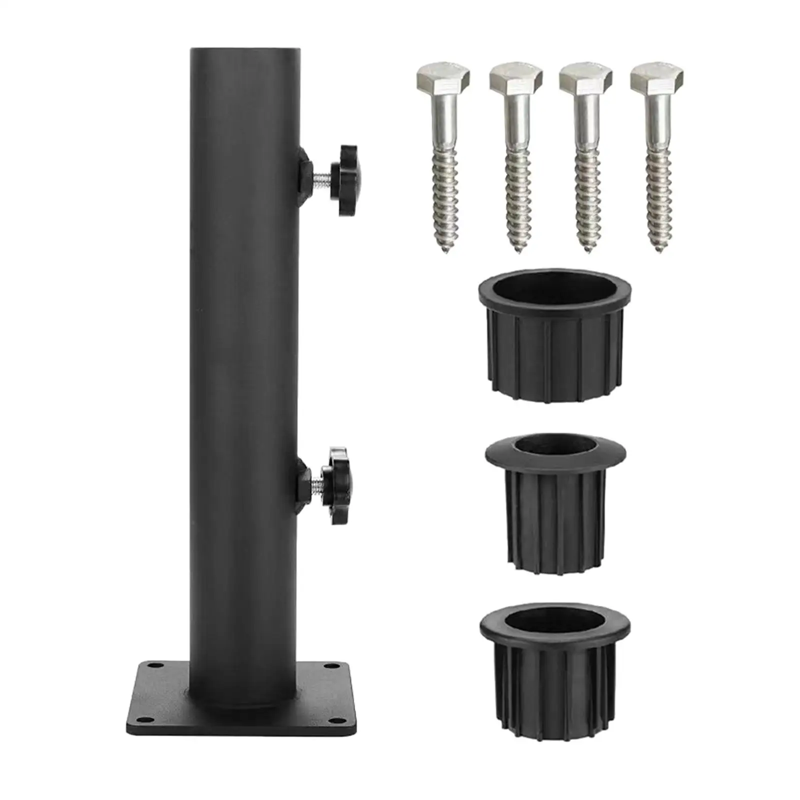 Deck Umbrella Stand Thicked Iron Rustproof Hand Knob Adjustable Patio Umbrella Stand Mount for Yard Garden Outside Outdoor