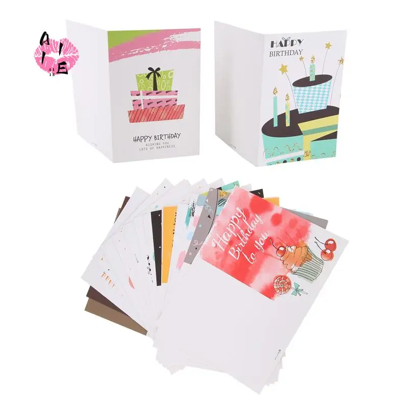 A11E-36 حزمة بطاقات المعايدة صديقة للبيئة فريدة من نوعها بطاقات عيد ميلاد كبيرة مجموعة بطاقات عيد ميلاد سعيد للكبار والأطفال الكتابة