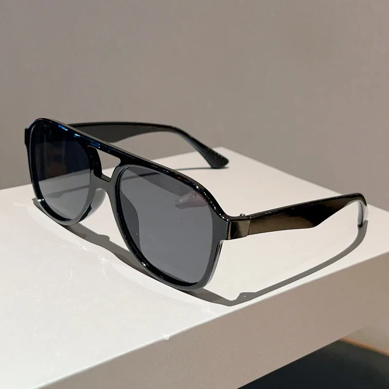 2026 Neue Doppelbrücken-Retro-Sonnenbrille Unisex Modisch und Vielseitig Froschaugen-Pilotenbrille mit Eckigem Rahmen UV400 – Detail 19