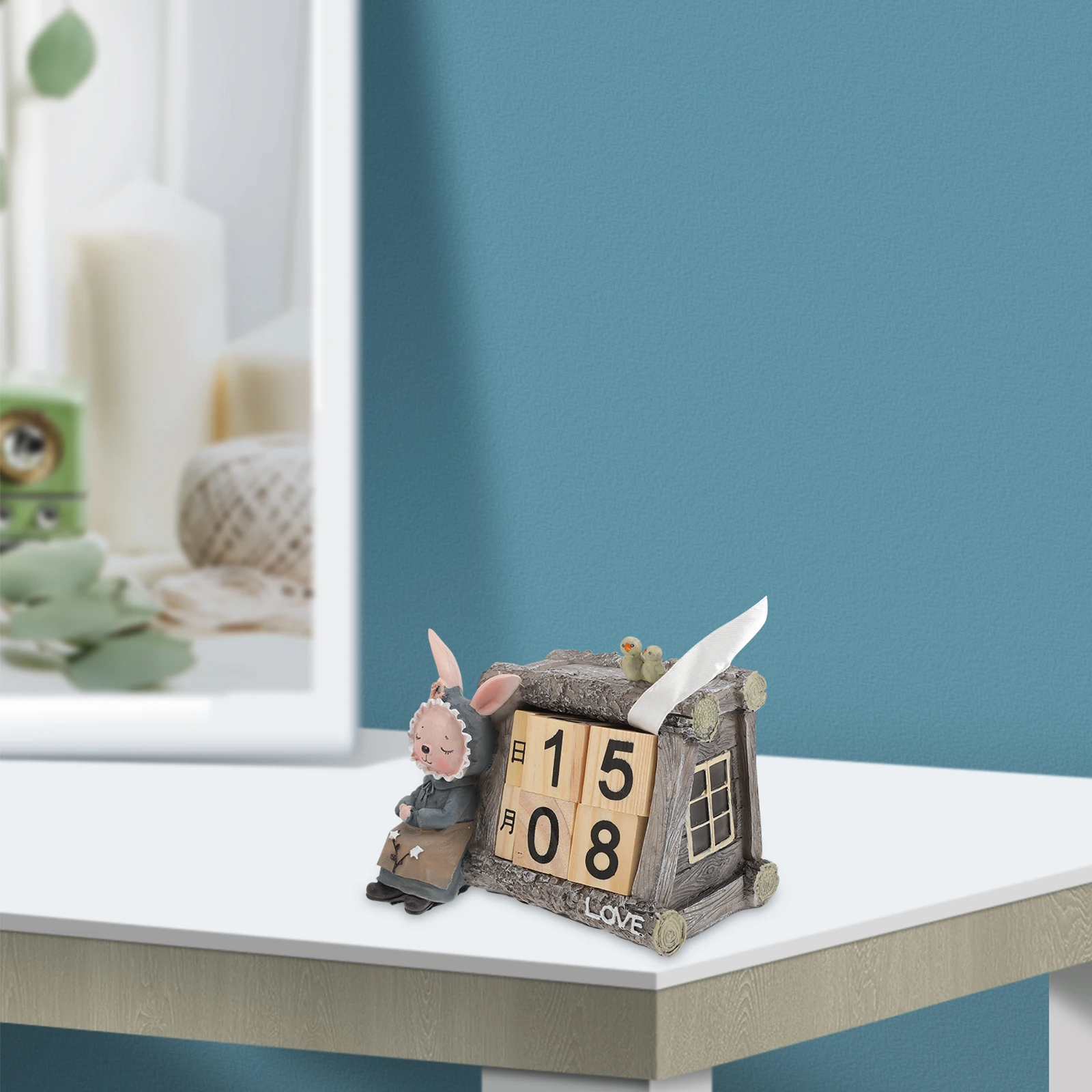 

Household Tabletop Decor Rabbit Calendar Decoration Inspirational Desk Wooden Desktop Office Rustic
