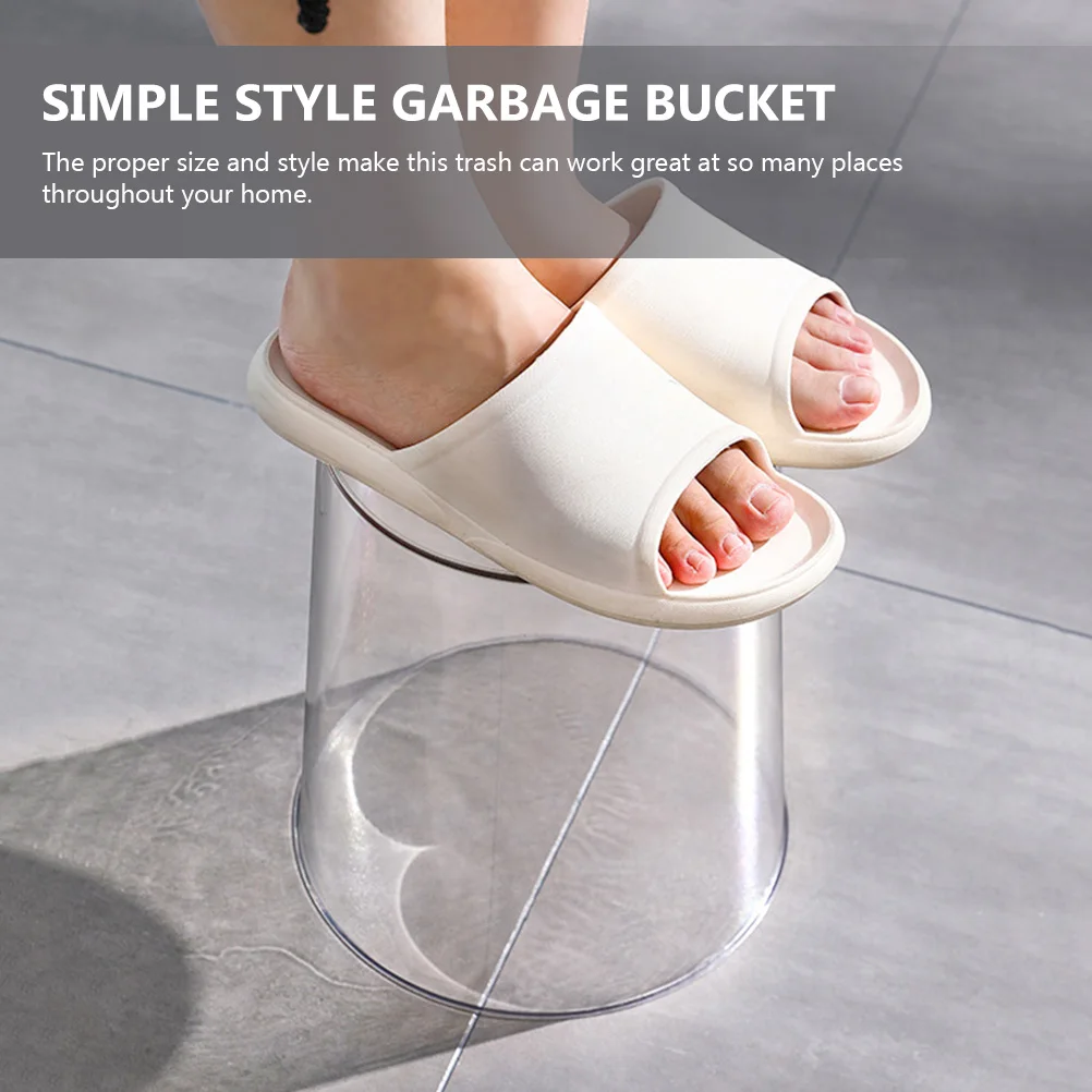 

2Pcs Clear Trash Can Large Capacity Plastic Garbage Bucket Simple Design Convenient Storage Bin for Household Kitchen Office