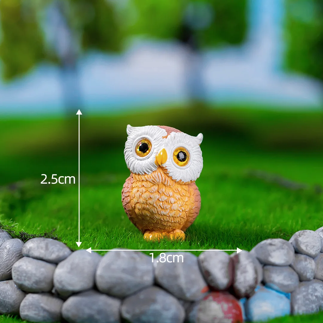 3pcs/set Glasses Owl Resin Fairy Garden Miniature Decoration Pastoral Cartoon Animal Owl Miniature Garden Home Decoration